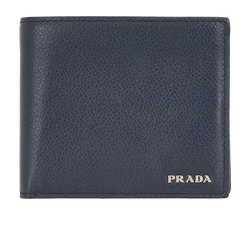 Prada Bifold Wallet, Leather, Blue, MIT, 2*